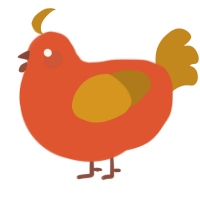 A vermilion and ochre chicken