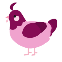 A pink and wine chicken with a head pattern