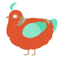 A vermilion and mint chicken with a neck-band pattern