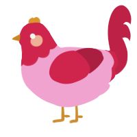 A pink and crimson chicken with a head pattern