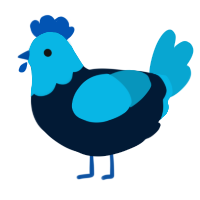 A tumblr and cerulean chicken with a head pattern