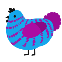 A sky and plum chicken with a bar pattern