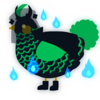 A sable and viridian chicken with a lace pattern