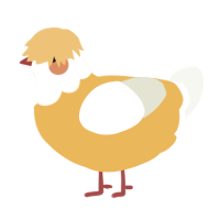 A honey and white chicken with a head pattern