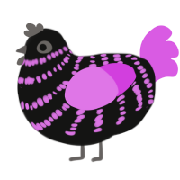 Dark Sandwich, a black and orchid chicken with a bar pattern