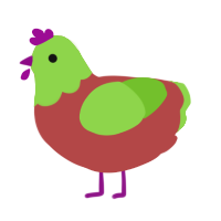 A red and grass chicken with a head pattern