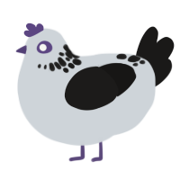A mist and sable chicken with a neck-speckle pattern
