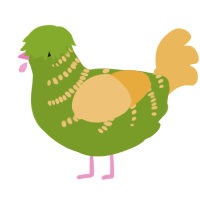A chartreuse and honey chicken with a half-bar pattern