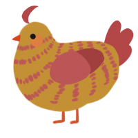 A gold and red chicken with a bar pattern