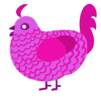 A orchid and fuchsia chicken with a lace pattern