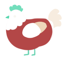 A red and cream chicken with a head pattern