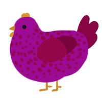 A plum and maroon chicken with a speckle pattern