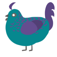 A teal and overcast chicken with a half-lace pattern