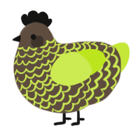 littleman, a bark and lime chicken with a lace pattern