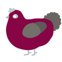 A maroon and grey chicken