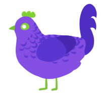 A blurple and indigo chicken with a half-lace pattern