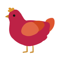 A crimson and vermilion chicken