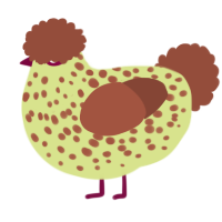 A lemon and russet chicken with a speckle pattern