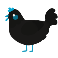 A sable and black chicken with a head pattern