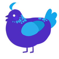 A indigo and sky chicken with a neck-speckle pattern