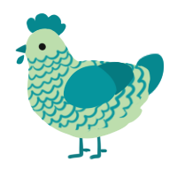 A gluppy and teal chicken with a lace pattern