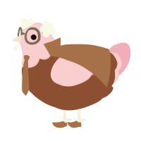 Gramps, a russet and pink chicken with a head pattern