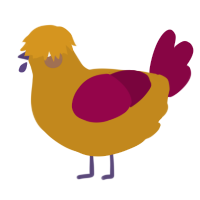 A ochre and maroon chicken