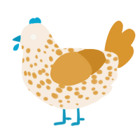 A cream and orange chicken with a speckle pattern