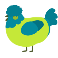 A lime and sea chicken with a head pattern