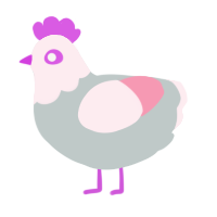 A silver and rose chicken with a head pattern