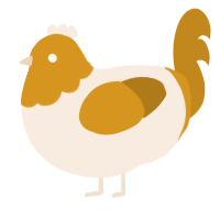 A cream and ochre chicken with a head pattern