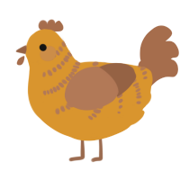 A orange and brown chicken with a half-bar pattern