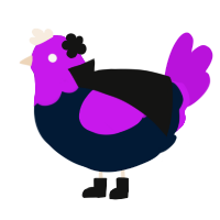 Eleanor, a tumblr and amethyst chicken with a head pattern