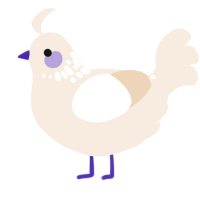 A cream chicken with a neck-speckle pattern