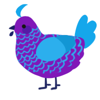 A violet and sky chicken with a lace pattern