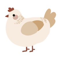 A cream and beige chicken with a neck-band pattern