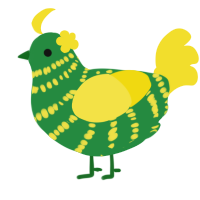 A viridian and yellow chicken with a bar pattern
