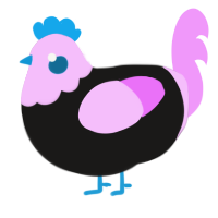 BluePink Tourmaline, a sable and lavender chicken with a head pattern
