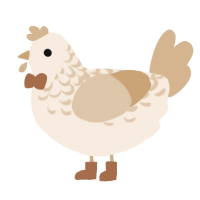 underbaked bread, a cream and beige chicken with a half-lace pattern