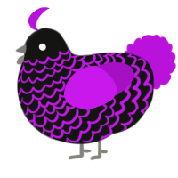A black and amethyst chicken with a lace pattern