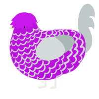 A amethyst and silver chicken with a lace pattern