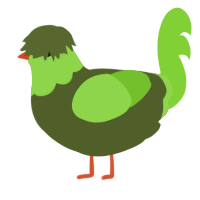 A olive and grass chicken with a head pattern