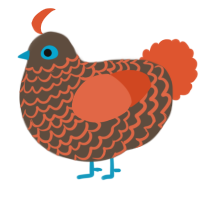 A bark and vermilion chicken with a lace pattern