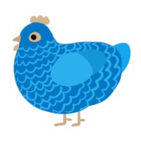 A sapphire and sky chicken with a lace pattern