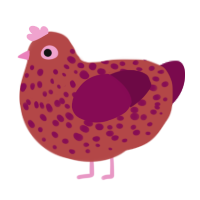 Coral, a red and wine chicken with a speckle pattern