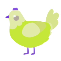 A lime and lemon chicken with a head pattern