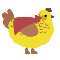Ollie Yun, a yellow and brown chicken with a half-lace pattern