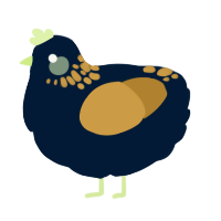 A tumblr and gold chicken with a neck-speckle pattern