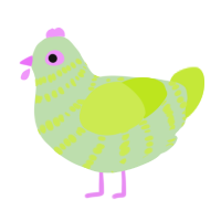 A gluppy and lime chicken with a bar pattern
