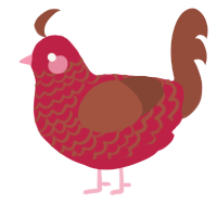 A crimson and russet chicken with a lace pattern